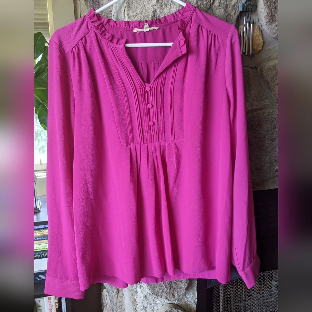 41 HAWTHORNE Pretty in Pink Pleated Blouse